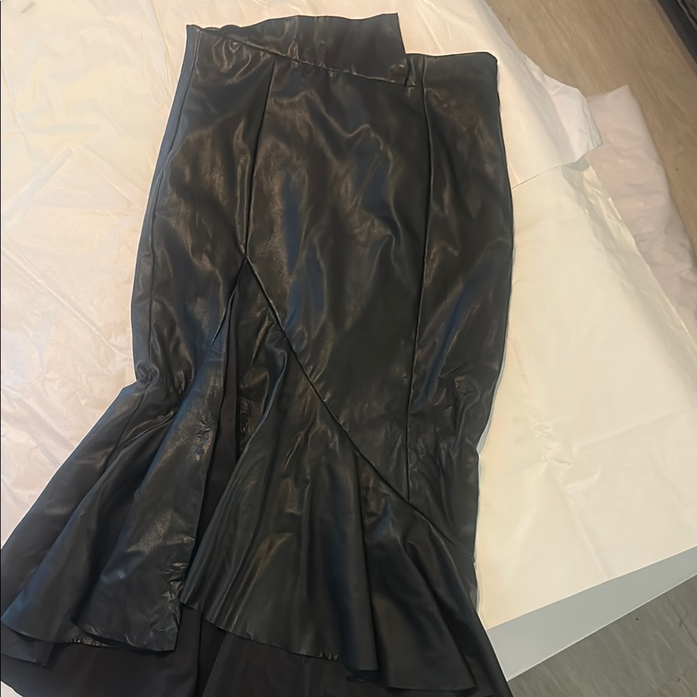 New York & Company Black Midi Skirt with Ruffle Hem